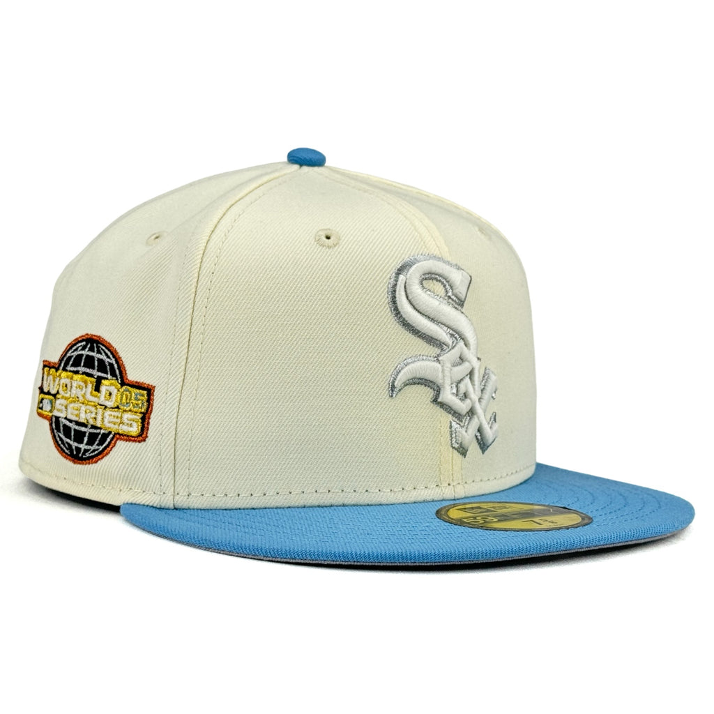 Chicago White Sox “K2P PACK” New Era 59Fifty Fitted Hat - Chrome White / Sky Blue