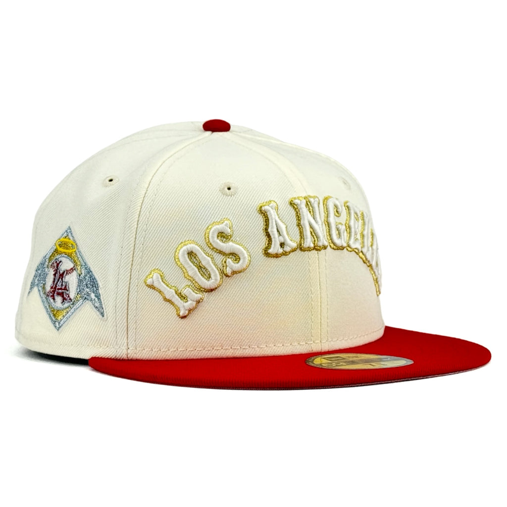 Los Angeles Angels "Lost Angels 2.0" New Era 59Fifty Fitted Hat - Chrome White / Red