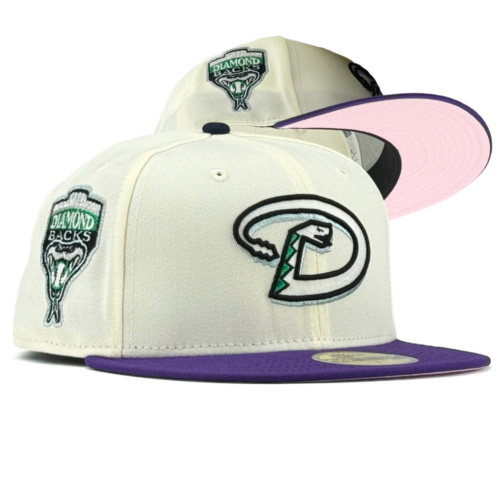 Arizona Diamondbacks "K2P PACK" New Era 59Fifty Fitted Hat - Chrome White / Purple