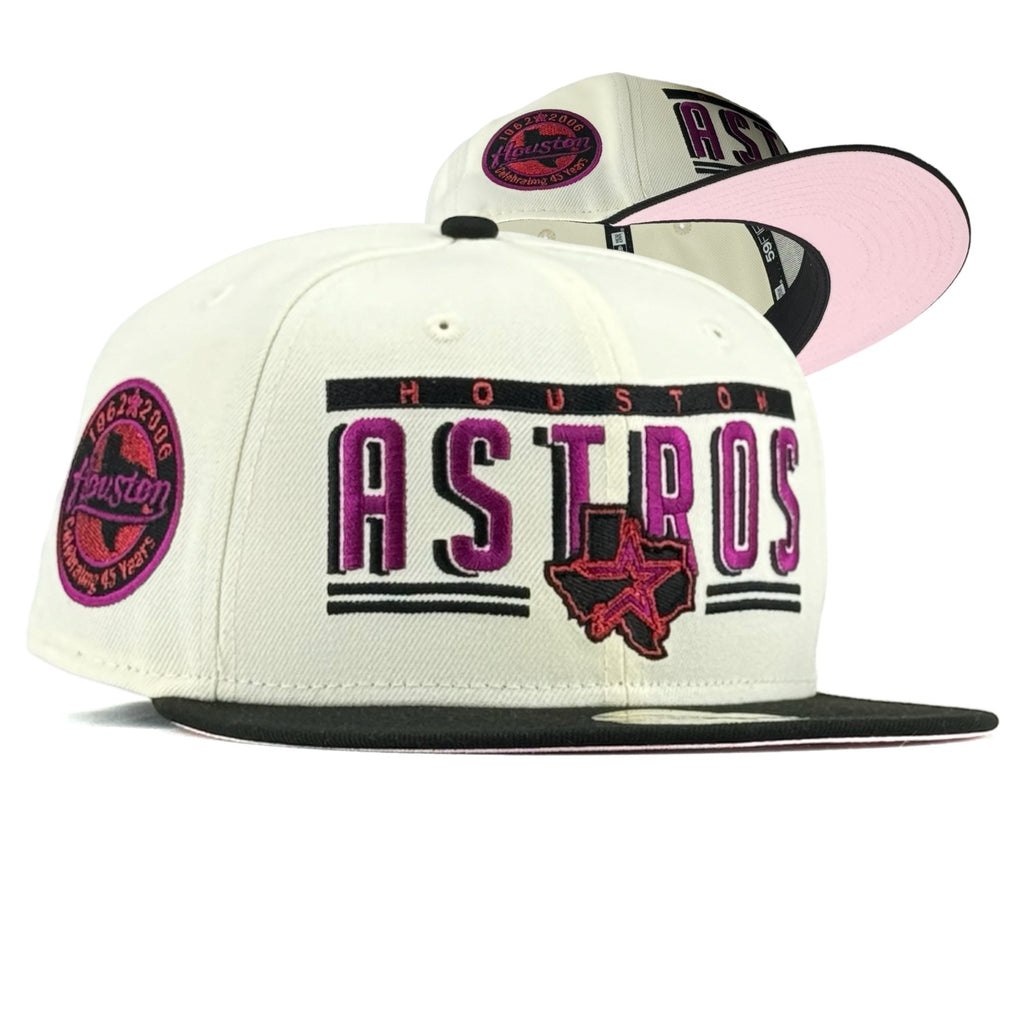 *** Houston Astros 45th Anniversary SP New Era 59Fifty Fitted Hat - Chrome White / Black ***