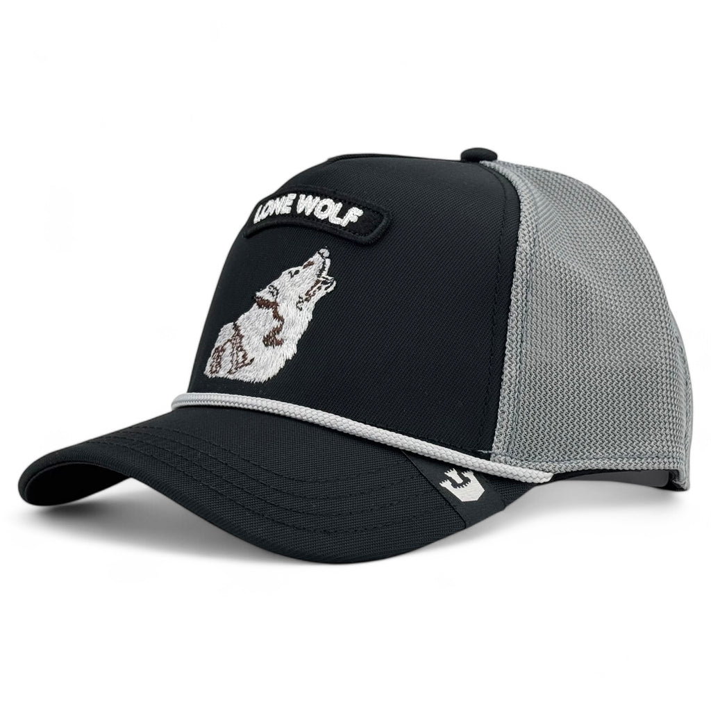 The Lone Wolf Goorin Bros. Trucker A-Frame Snapback - Black / Grey