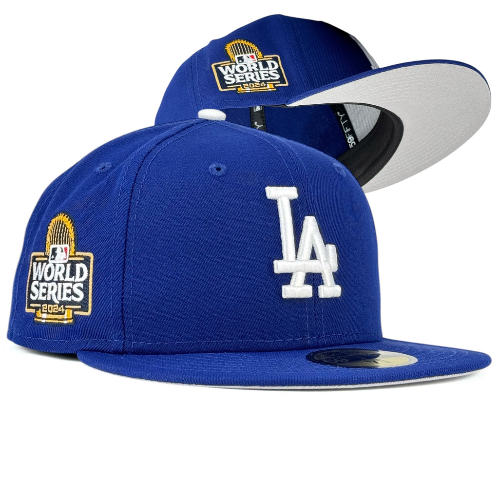 Los Angeles Dodgers 2024 World Series Side Patch Grey Bottom New Era 59Fifty Fitted Hat - Royal