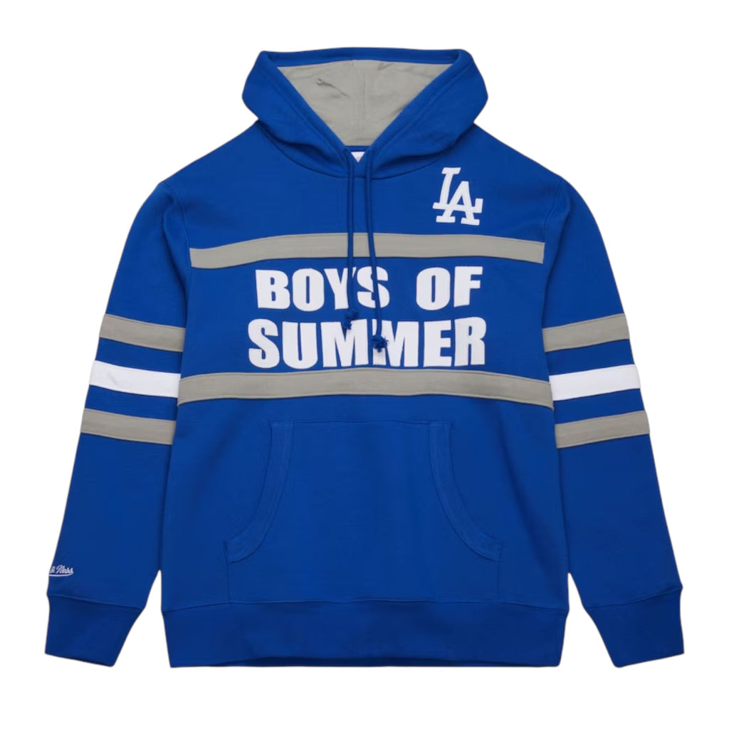 Los Angeles Dodgers Mitchell & Ness Vintage Logo Head Coach Fleece Pullover Hoodie - Royal