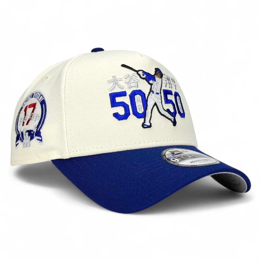 Los Angeles Dodgers "Shohei Ohtani 50/50 Club" (Shohei Front Logo) New Era 9Forty A-Frame Snapback - Chrome White / Dark Royal