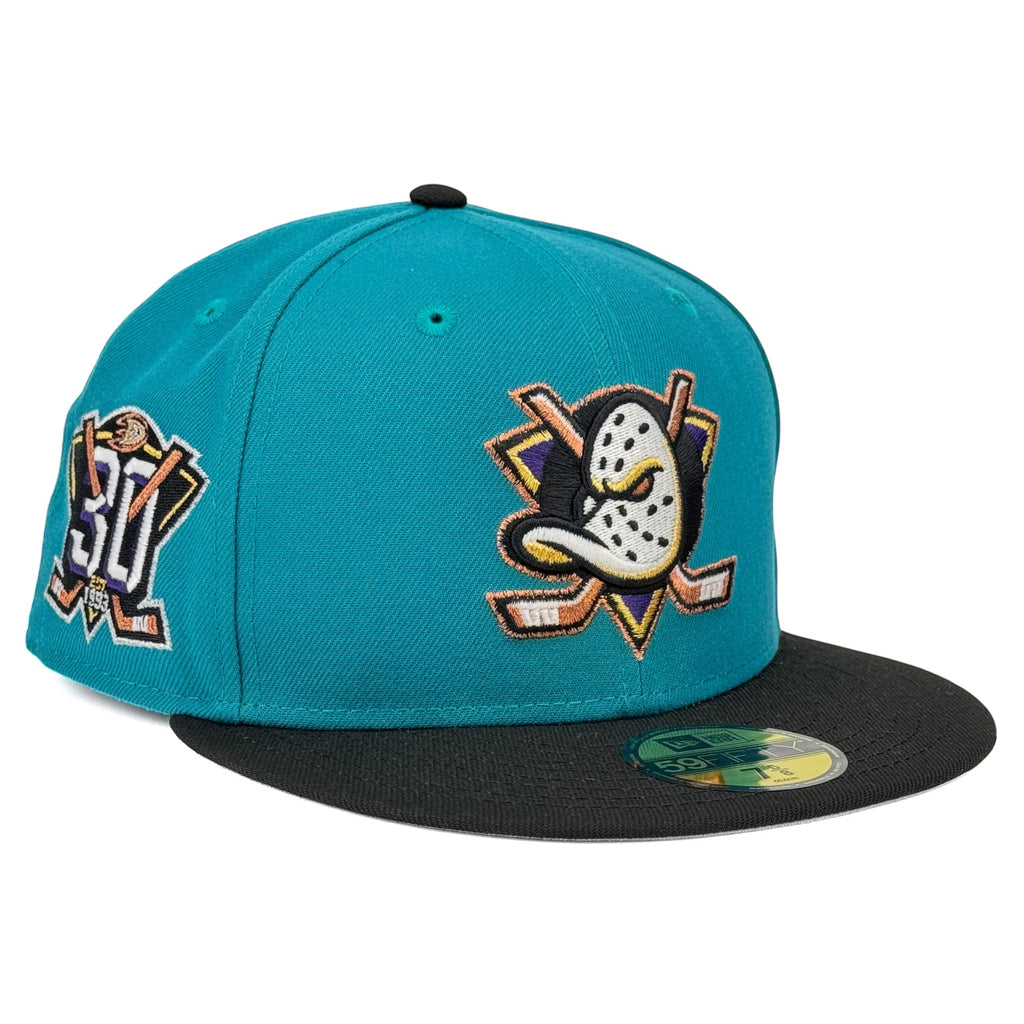 Anaheim Ducks “NHL FACEOFF” New Era 59Fifty Fitted Hat - Teal / Black