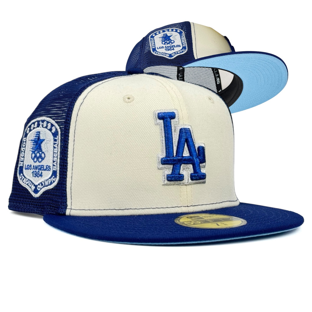 Los Angeles Dodgers “1984 Olympics" Trucker New Era 59Fifty Fitted Hat - Royal / Chrome White / Royal