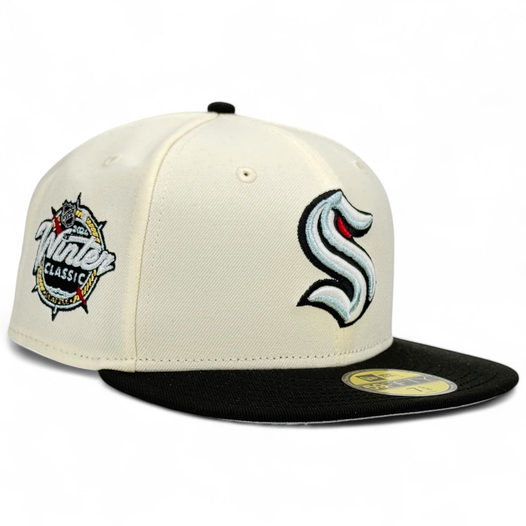 Seattle Kraken "NHL FACEOFF PACK" New Era 59Fifty Fitted Hat - Chrome White / Black