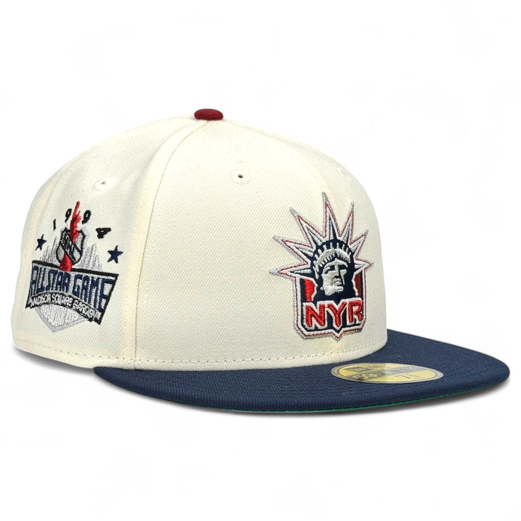 New York Rangers "NHL FACEOFF PACK" New Era 59Fifty Fitted Hat - Chrome White / Navy