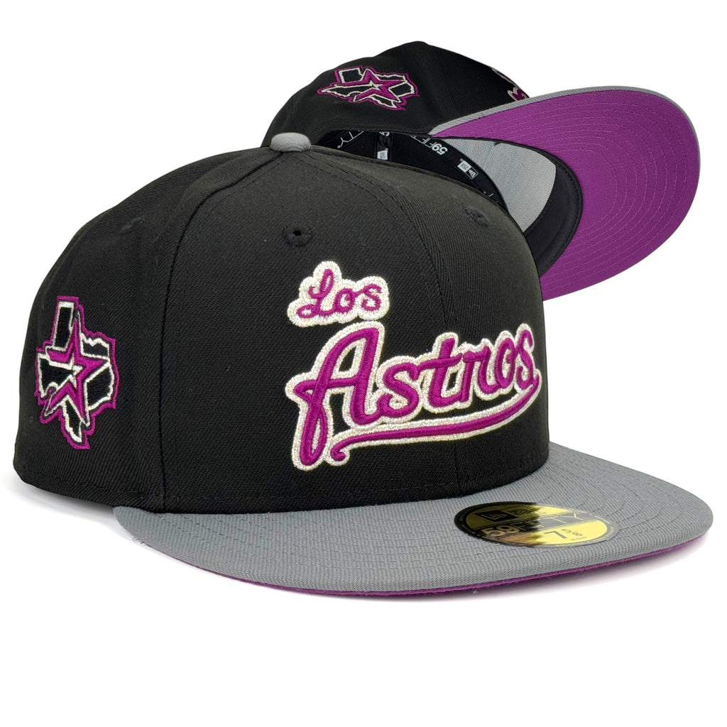 *** Houston Astros "Purple Stuff Los Astros" New Era 59Fifty Fitted Hat - Black / Graphite ***