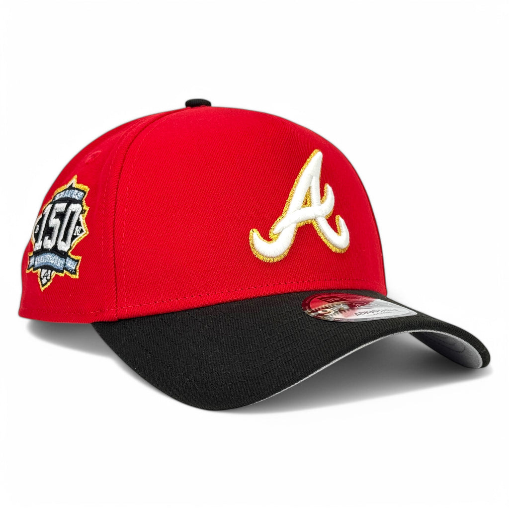 Atlanta Braves "150th Anniversary" New Era 9Forty A-Frame Snapback Hat - Red / Black