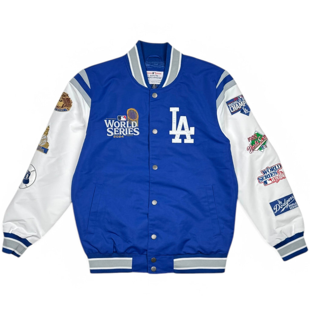 Los Angeles Dodgers G-III 2024 8 Time World Series Champion Full Snap Lightweight Varsity Jacket - Royal