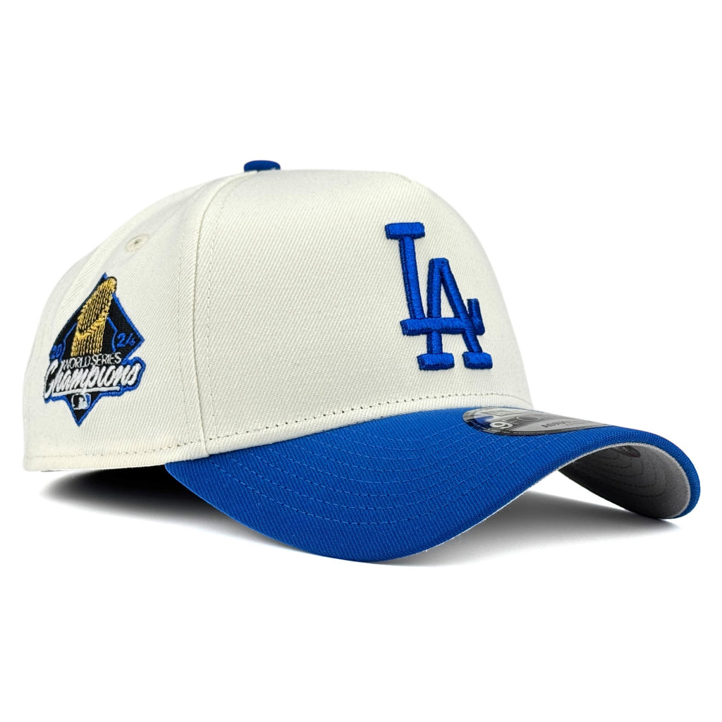 Los Angeles Dodgers "World Series Championship 2024" New Era 9Forty A-Frame Snapback Hat - Chrome White / Blue