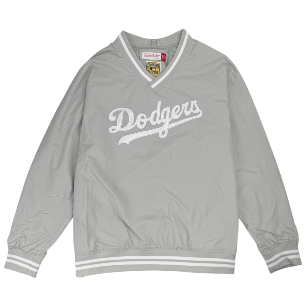 Los Angeles Dodgers Mitchell & Ness Lightweight V-Neck Pullover Jacket - Light Grey