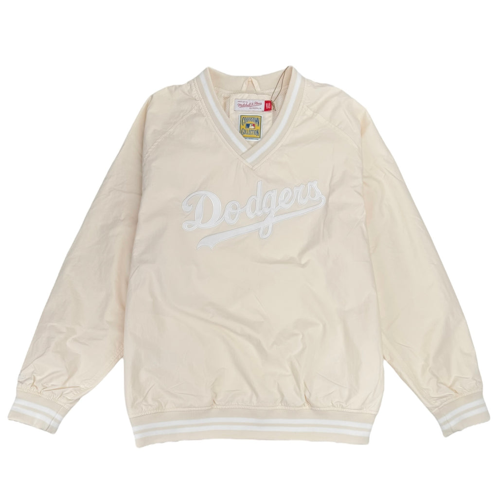 Los Angeles Dodgers Mitchell & Ness Lightweight V-Neck Pullover Jacket - Off White