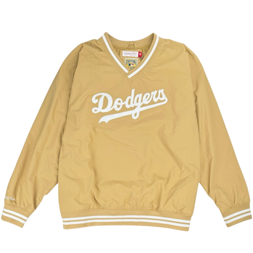 Los Angeles Dodgers Mitchell & Ness Lightweight V-Neck Pullover Jacket - Khaki