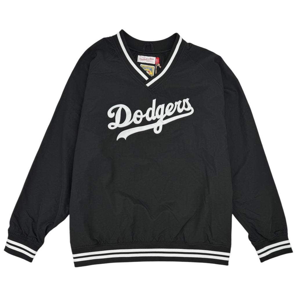 Los Angeles Dodgers Mitchell & Ness Lightweight V-Neck Pullover Jacket - Black