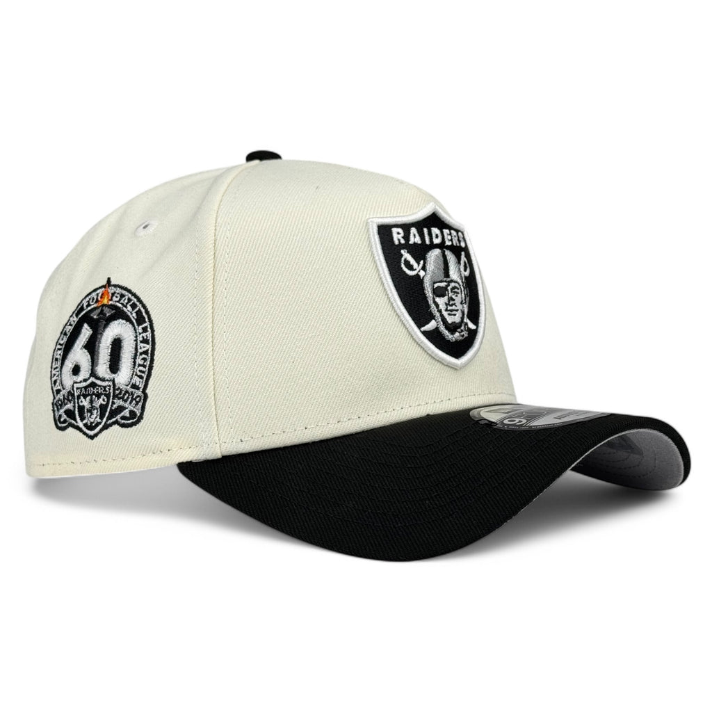 Las Vegas Raiders "60th Anniversary" New Era 9Forty A-Frame Snapback Hat - Chrome White / Black