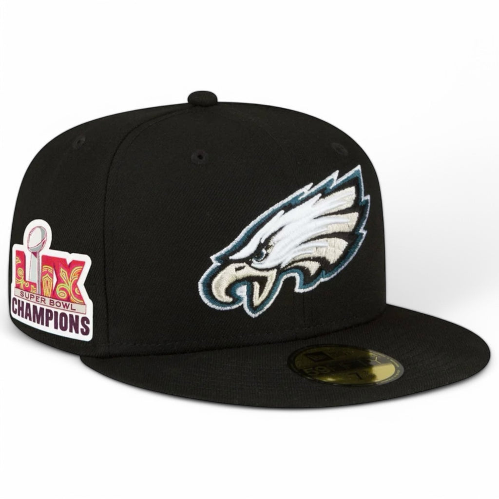 Philadelphia Eagles LIX Super Bowl Champions Side Patch New Era 59Fifty Fitted Hat - Black