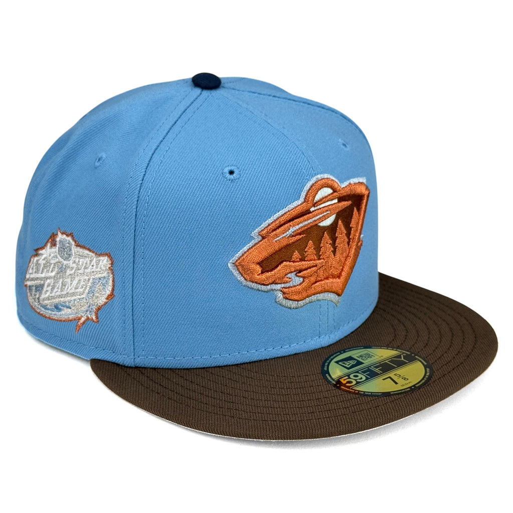 Minnesota Wild "Twilight Wild" New Era 59Fifty Fitted Hat - Sky Blue / Walnut