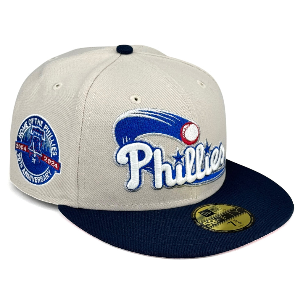 Philadelphia Phillies "Harper Pink Refractor" New Era 59Fifty Fitted Hat - Stone / Navy