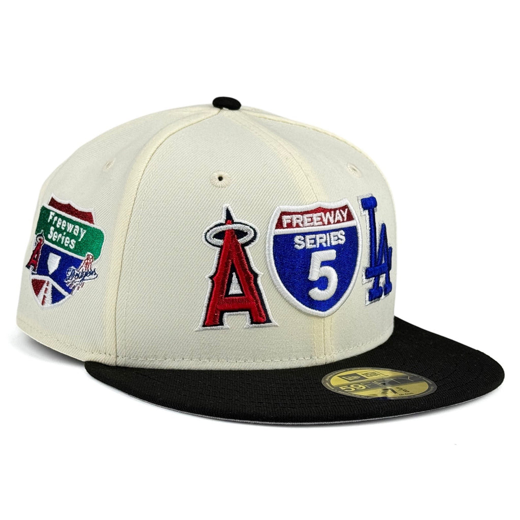 Los Angeles Dodgers vs. Angels “🛣️ RIVAL OF THE 5 🛣️” New Era 59Fifty Fitted Hat - Chrome White / Black