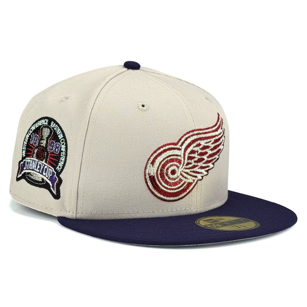 Detroit Red Wings 🐙 BIG AL🐙 New Era 59Fifty Fitted Hat - Stone / Purple