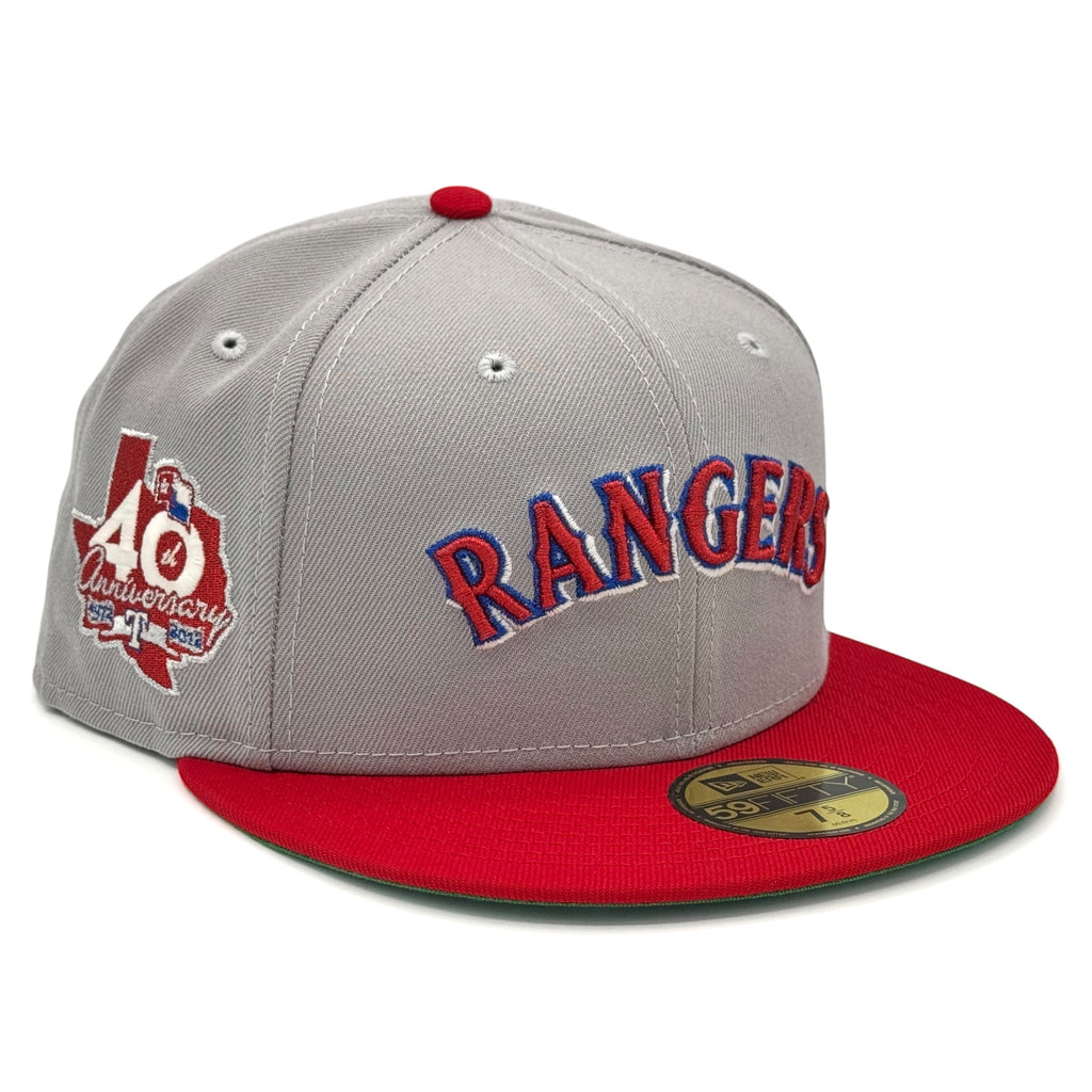 Texas Rangers 💥 BIG GUNS PUDGE 💥 New Era 59Fifty Fitted Hat - Grey / Red