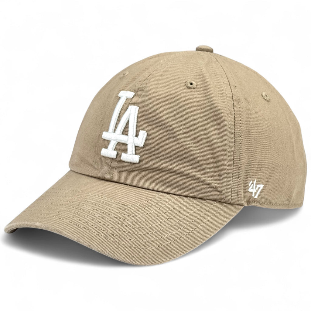 Los Angeles Dodgers 47 Brand Clean Up Cap - White on Khaki