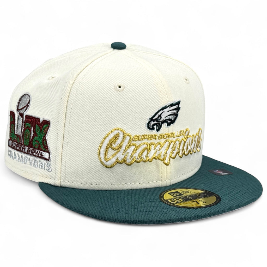Philadelphia Eagles 🦅 PHILLY REIGN  🦅 New Era 59Fifty Fitted Hat - Chrome White / Pine Green