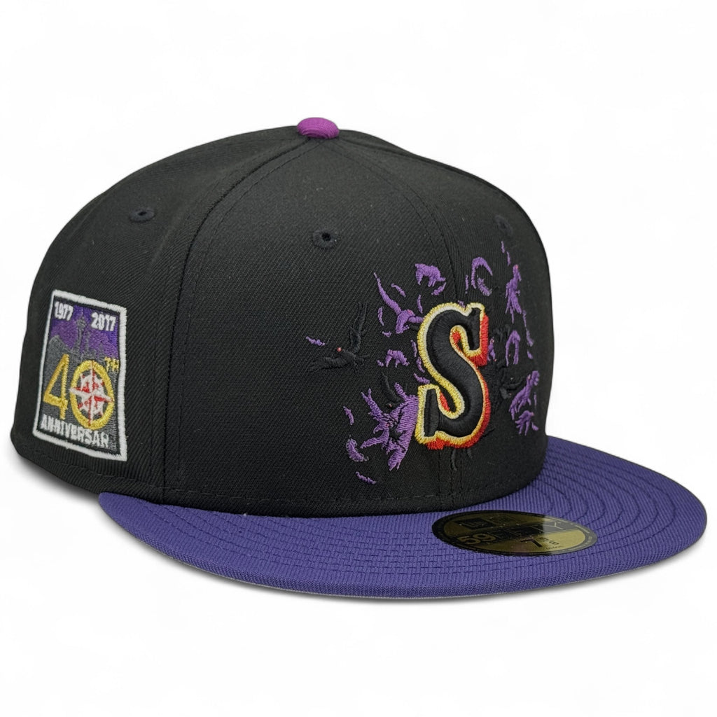 Seattle Mariners 🌑 SHADOW SEATTLE 🌑 New Era 59Fifty Fitted Hat - Black / Purple
