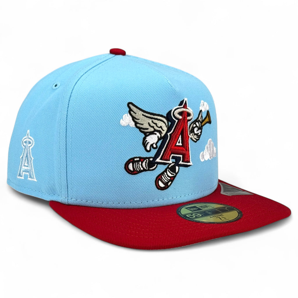 Los Angeles Angels "Cartoon Pack" New Era 59FIFTY A-Frame Fitted Hat - Sky Blue / Red