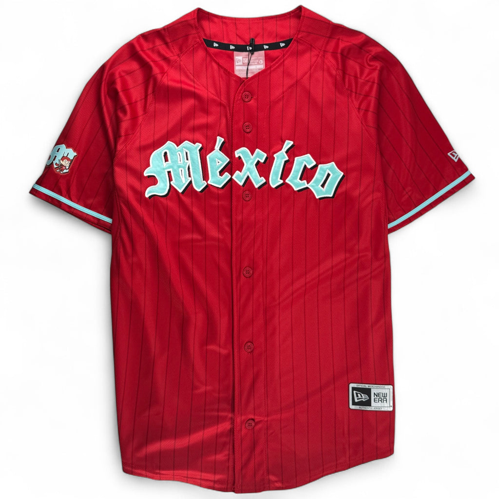 Diablos Rojos Del Mexico New Era Pinstripe Jersey - Red