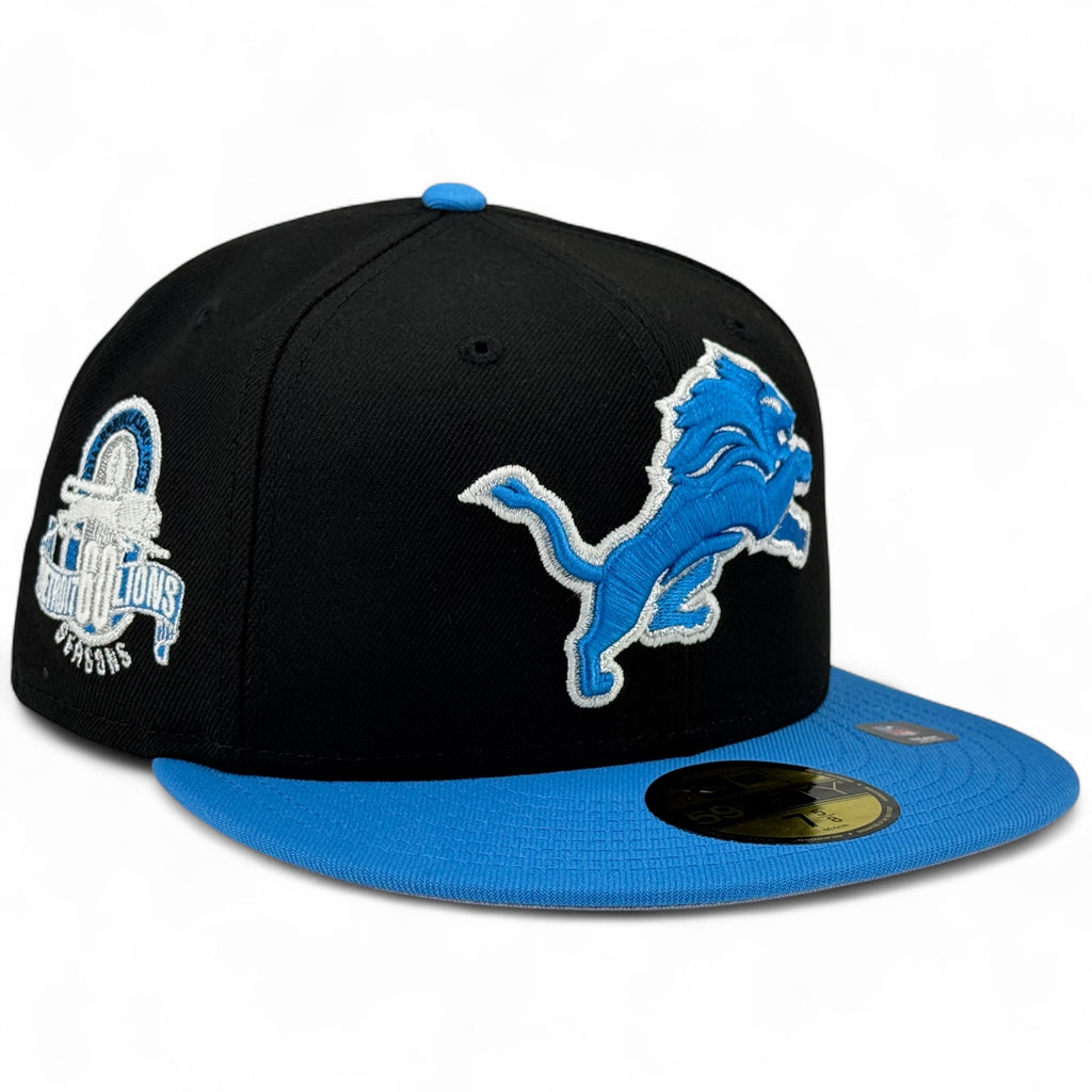 Detroit Lions New Era 59Fifty Fitted Hat - Black / Powder Blue
