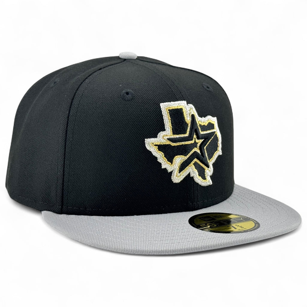 Houston Astros 📼 GREY CASSETTE 📼 New Era 59Fifty Fitted Hat - Black / Grey