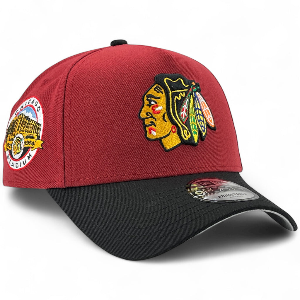Chicago Blackhawks "Chicago Stadium" New Era 9Forty A-Frame Snapback Hat - Brick Red / Black