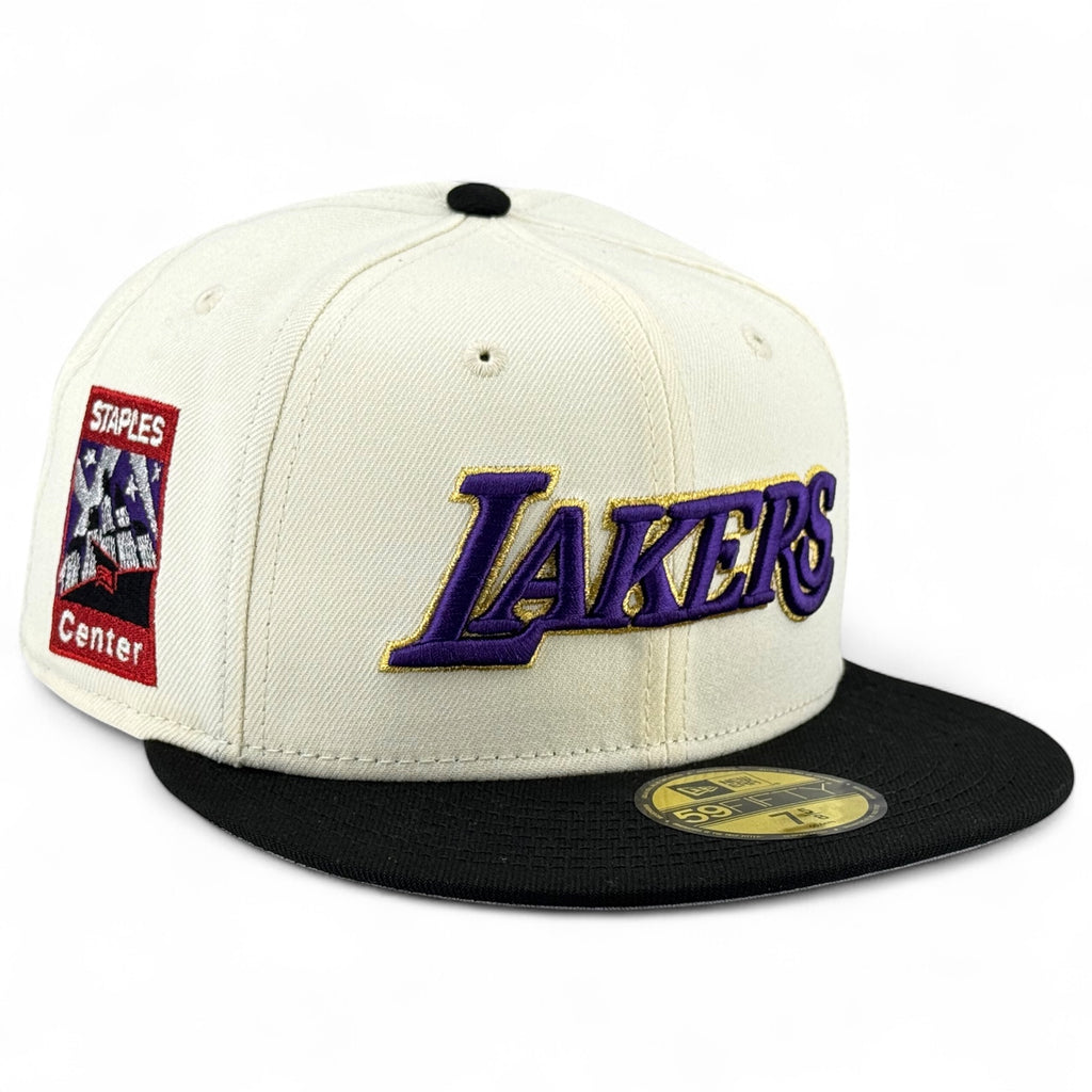 Los Angeles Lakers 💜💛 The House That 🐐 Built 💛💜 New Era 59Fifty Fitted Hat - Chrome White / Black