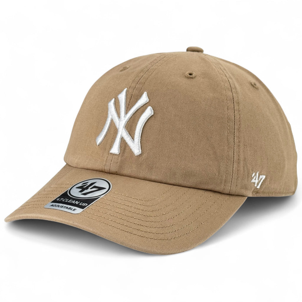 New York Yankees 47 Brand Clean Up Cap - White on Khaki