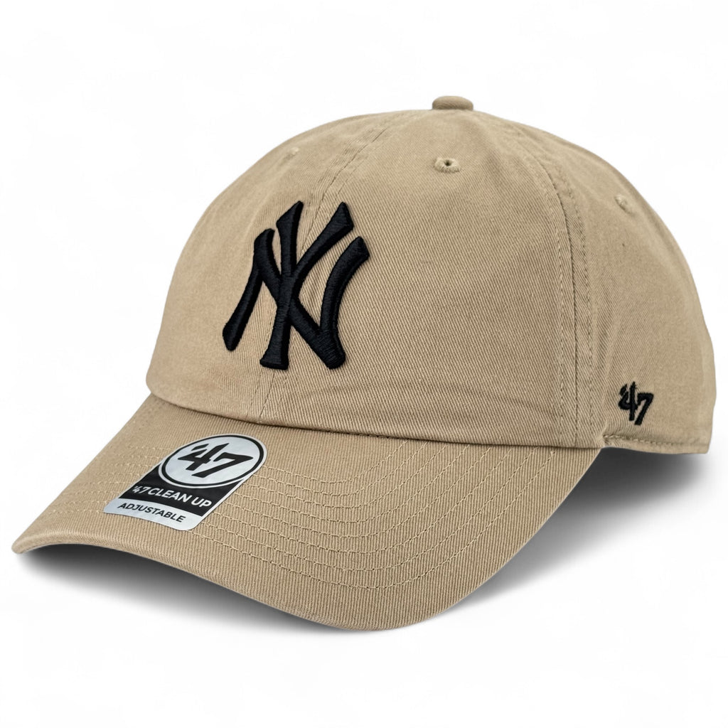 New York Yankees 47 Brand Clean Up Cap - Black on Khaki