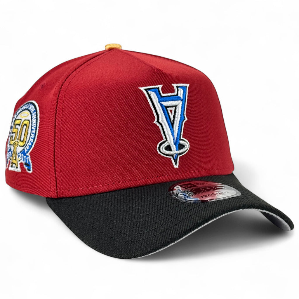 Anaheim Angels 50th Anniversary New Era 9Forty A-Frame Snapback Hat - Brick Red / Black