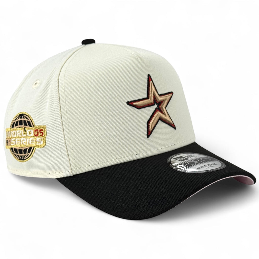 Houston Astros 2005 World Series New Era 9Forty A-Frame Snapback Hat - Chrome White / Black