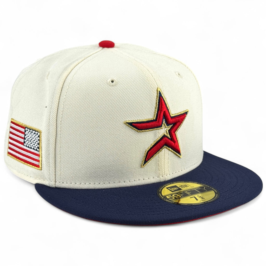 Houston Astros 🤘⚾️ TEXAS 2 STEP ⚾️🤘 New Era 59Fifty Fitted Hat - Chrome White / Navy