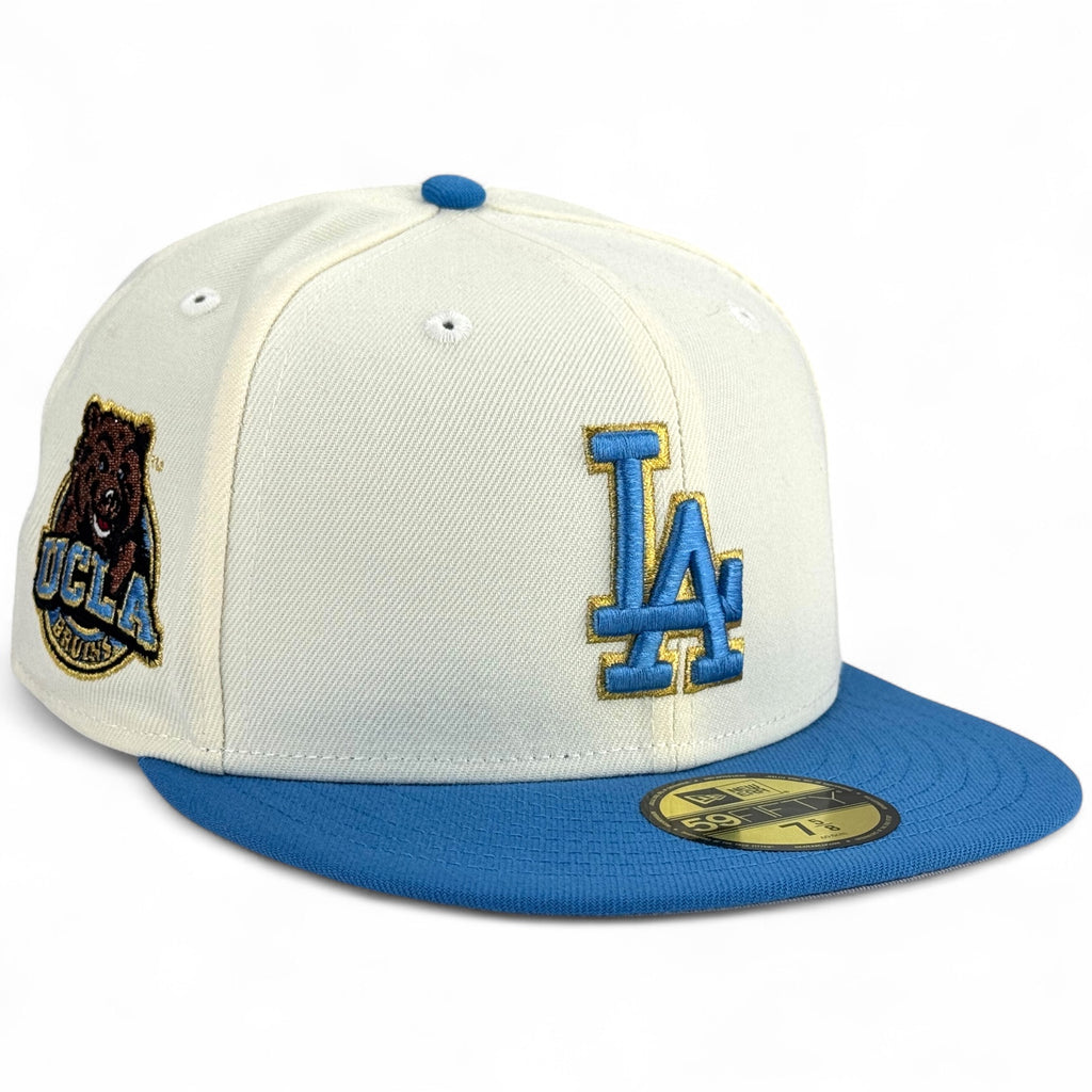 Los Angeles Dodgers x UCLA 🐻 New Era 59Fifty Fitted Hat - Chrome White / Powder Blue