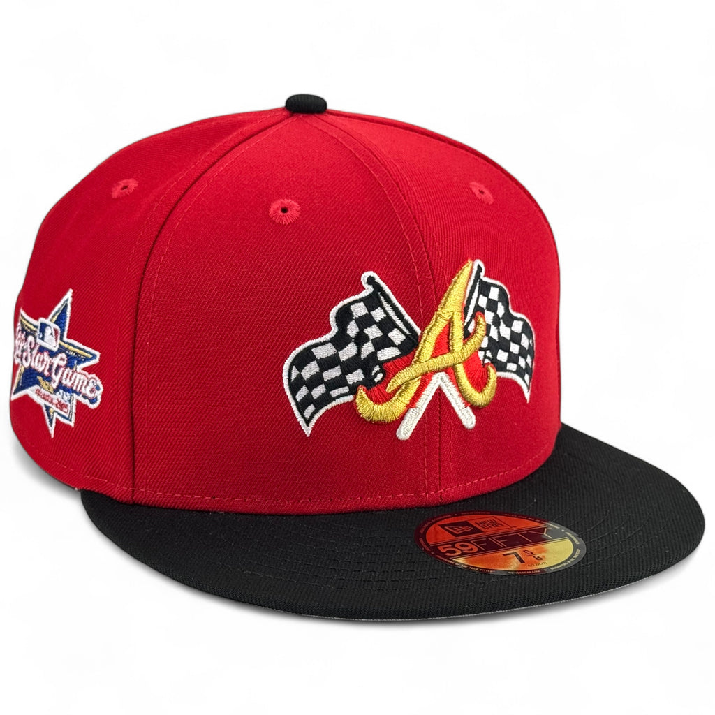 Atlanta Braves 🏁🏎️ MOTORSPORT 🏎️🏁 New Era 59Fifty Fitted Hat - Red / Black