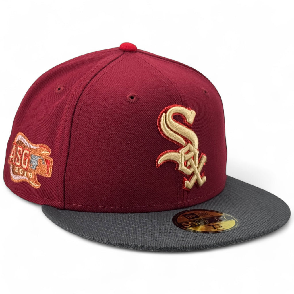 Chicago White Sox 🏔️🧛🏾‍♂️ STACK 🧛🏾‍♂️🏔️ New Era 59Fifty Fitted Hat - Brick Red / Graphite