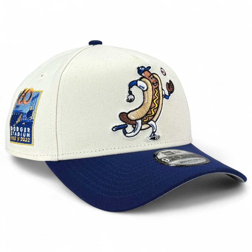 Los Angeles Dodgers Dodger Dog New Era 9Forty A-Frame Snapback Hat - Chrome White / Royal