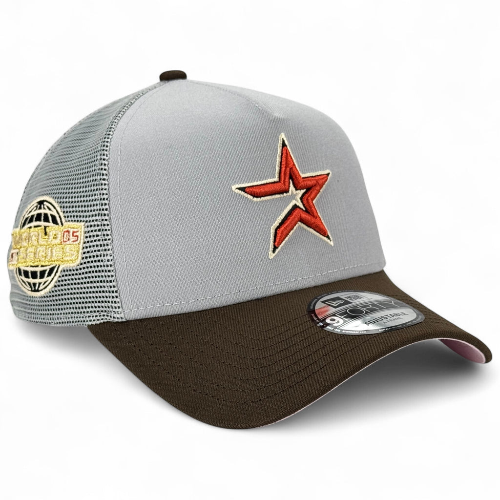 Houston Astros "World Series 2005" New Era Trucker 9Forty A-Frame Snapback Hat - Grey / Walnut