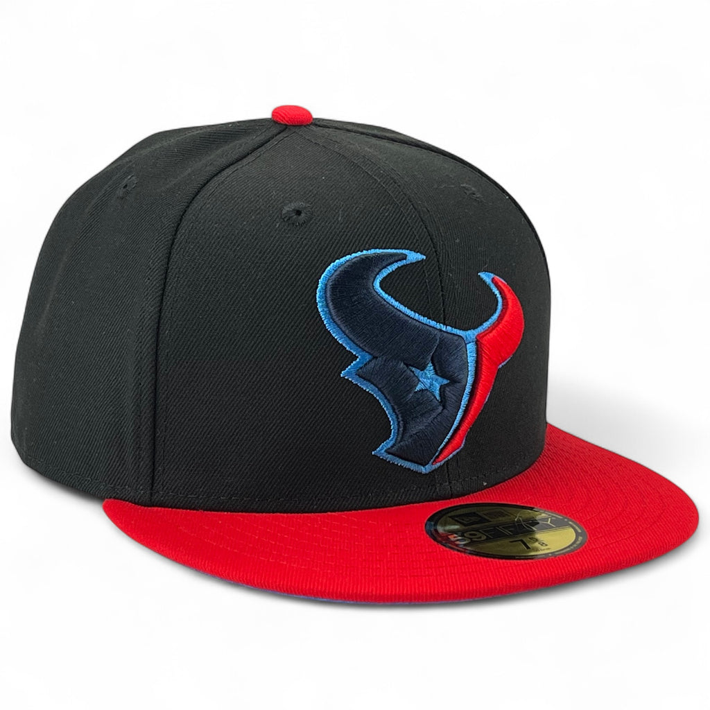 Houston Texans 🐂 MIDNIGHT BULL 🐂 New Era 59Fifty Fitted Hat - Black / Red