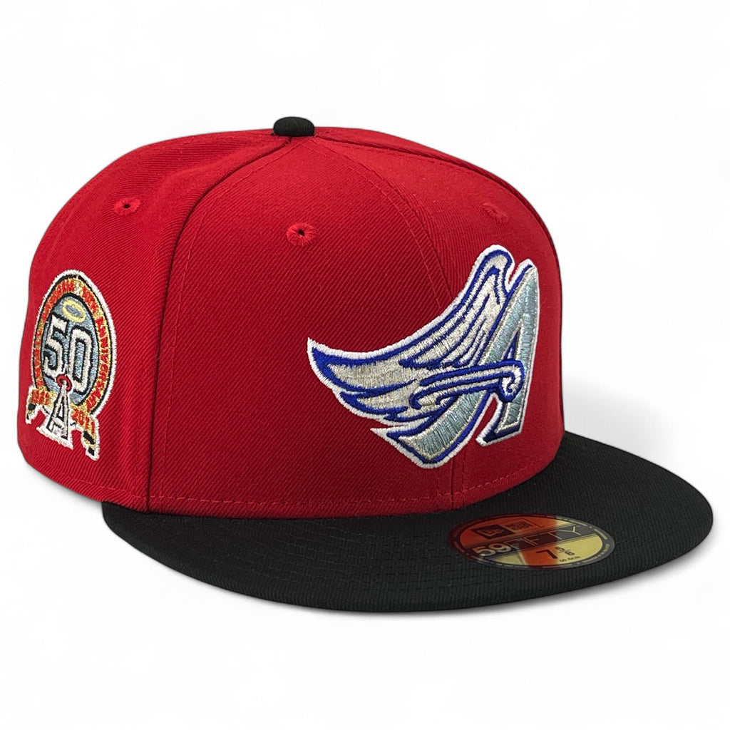 Anaheim Angels 🪽⚔️ APOCOLYPSE ANGELS⚔️🪽 New Era 59Fifty Fitted Hat - Red / Black