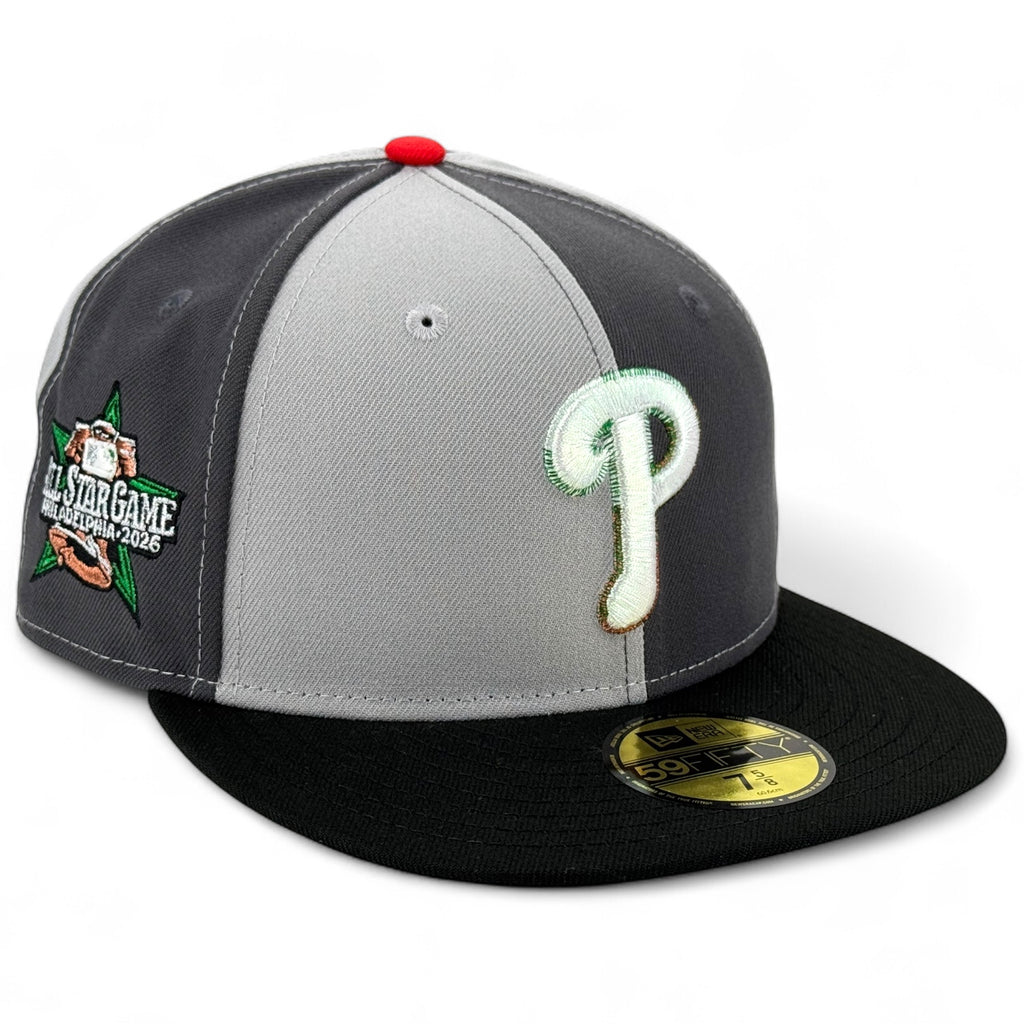 Philadelphia Phillies 🔔 BACK AT THE BANK 🔔 New Era 59Fifty Fitted Hat - Grey & Graphite Pinwheel / Black