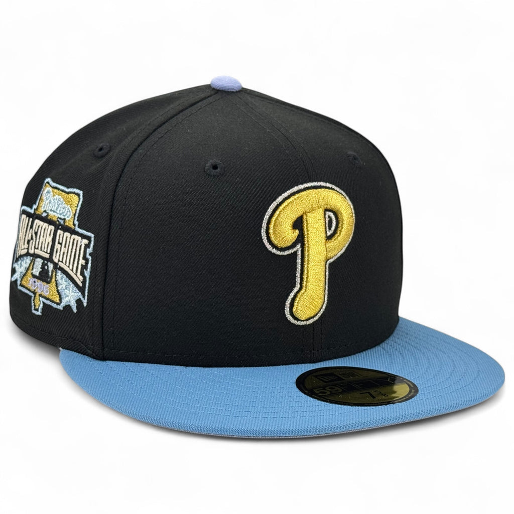Philadelphia Phillies ☀️ SUNNY PHILLY ☀️ "Cinema & Chill Pack" New Era 59Fifty Fitted Hat - Black / Sky Blue